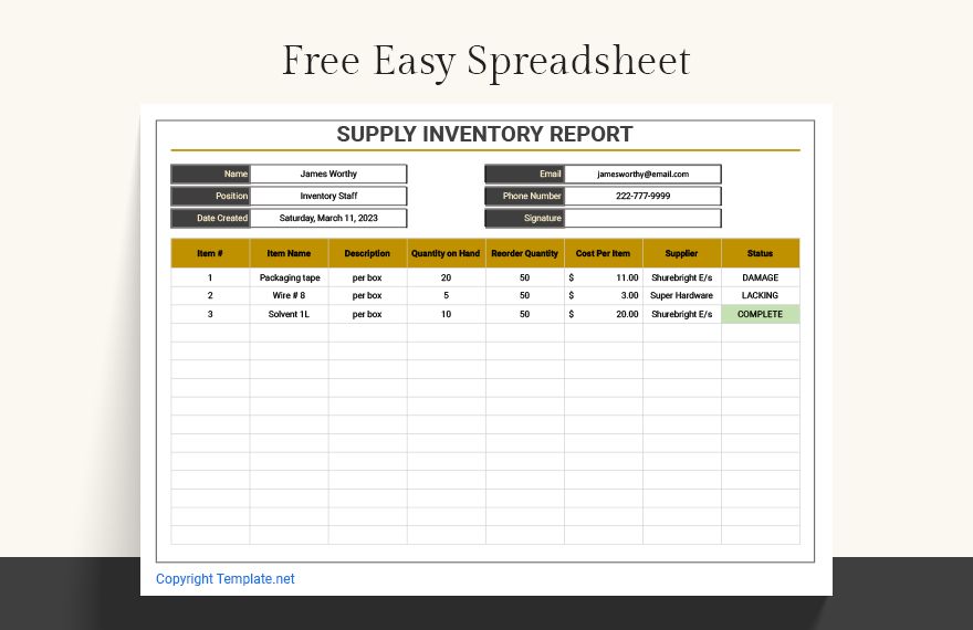 Free Easy Spreadsheet - Google Sheets, Excel | Template.net