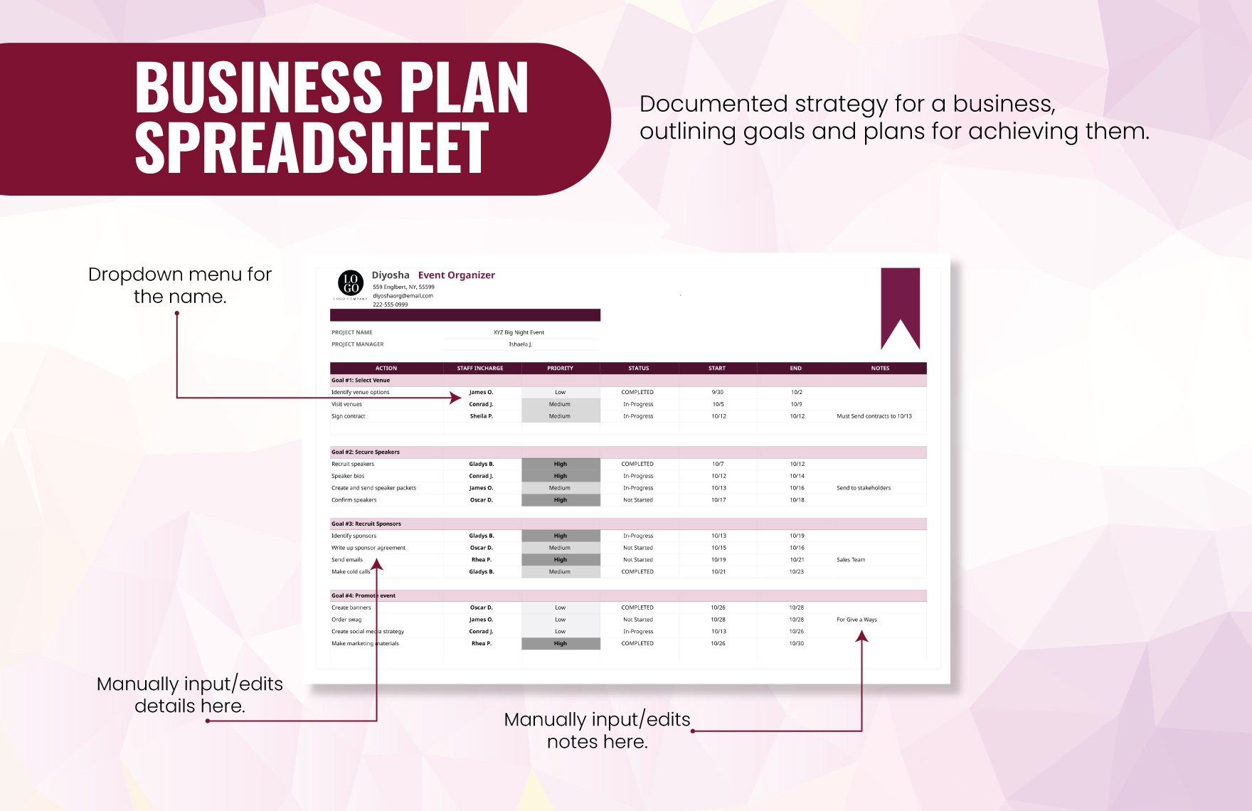 Business Plan Spreadsheet