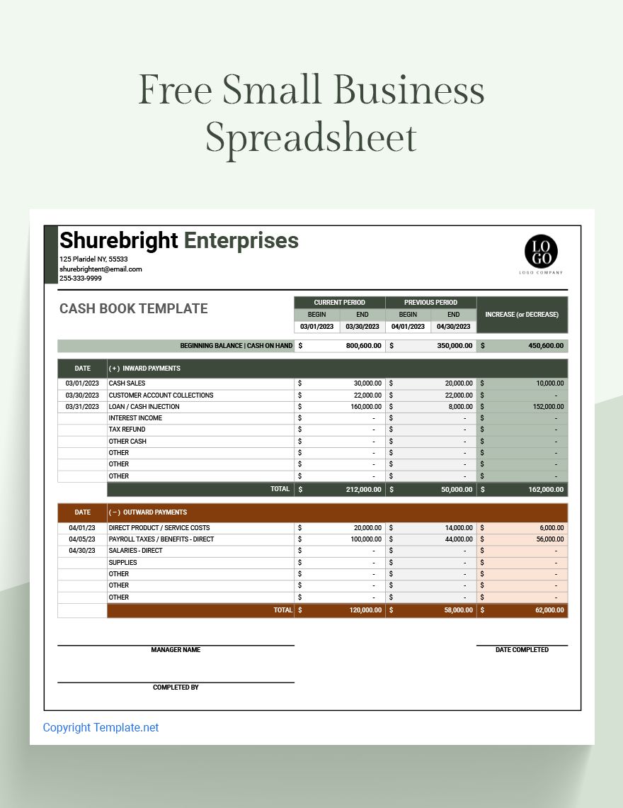 Small Business Spreadsheet