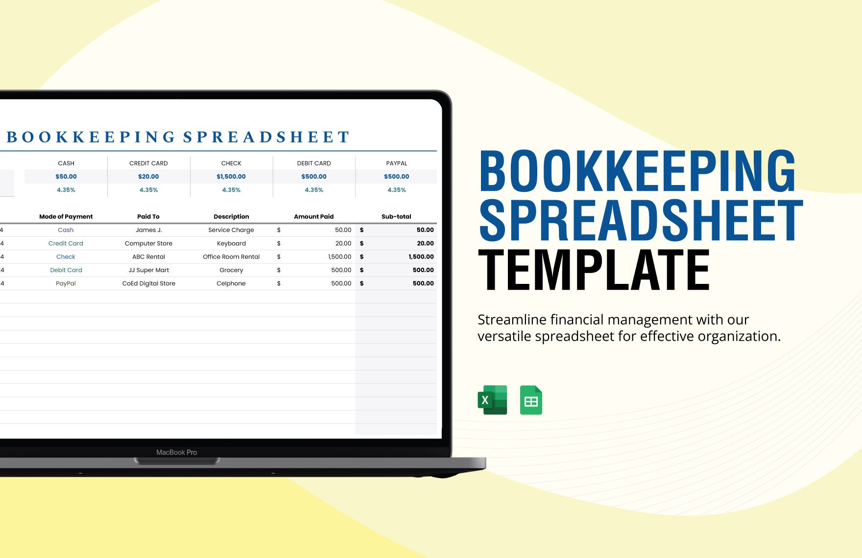 Free Bookkeeping Spreadsheet in Excel, Google Sheets