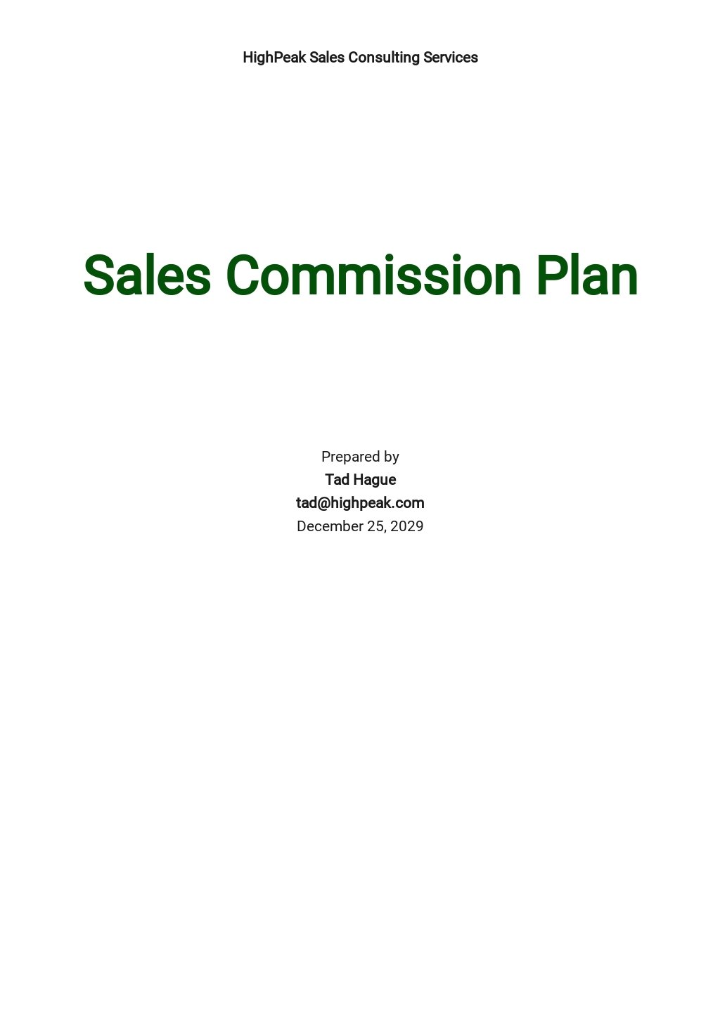 Sales Commission Plan Template in Google Docs, Word, Apple Pages