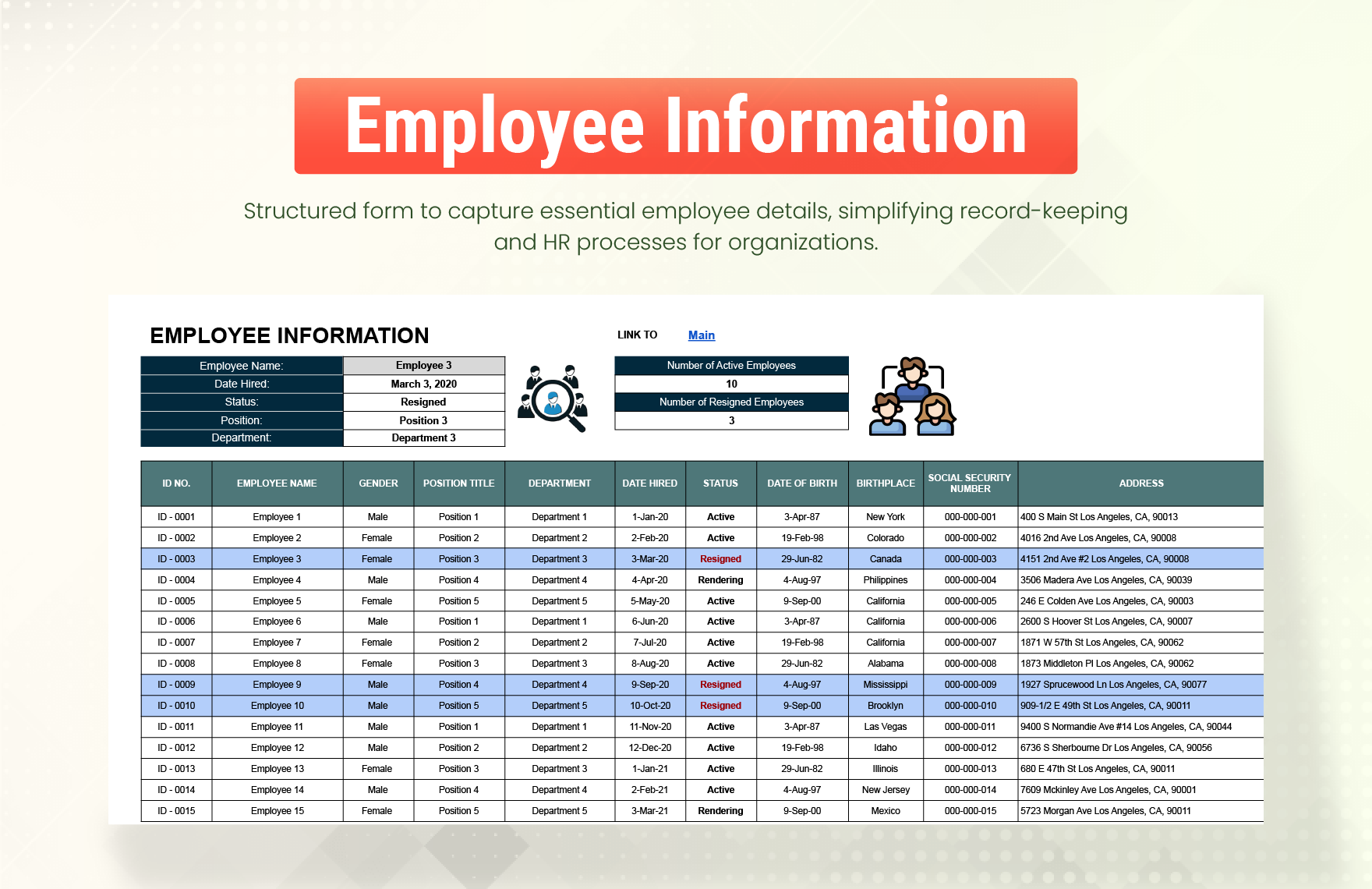 6 Employee Management Excel Template Bundle