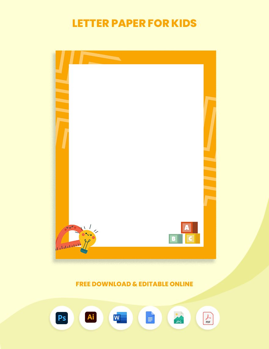Letter Paper for Kids in Word, Google Docs, PDF, Illustrator, PSD, JPEG