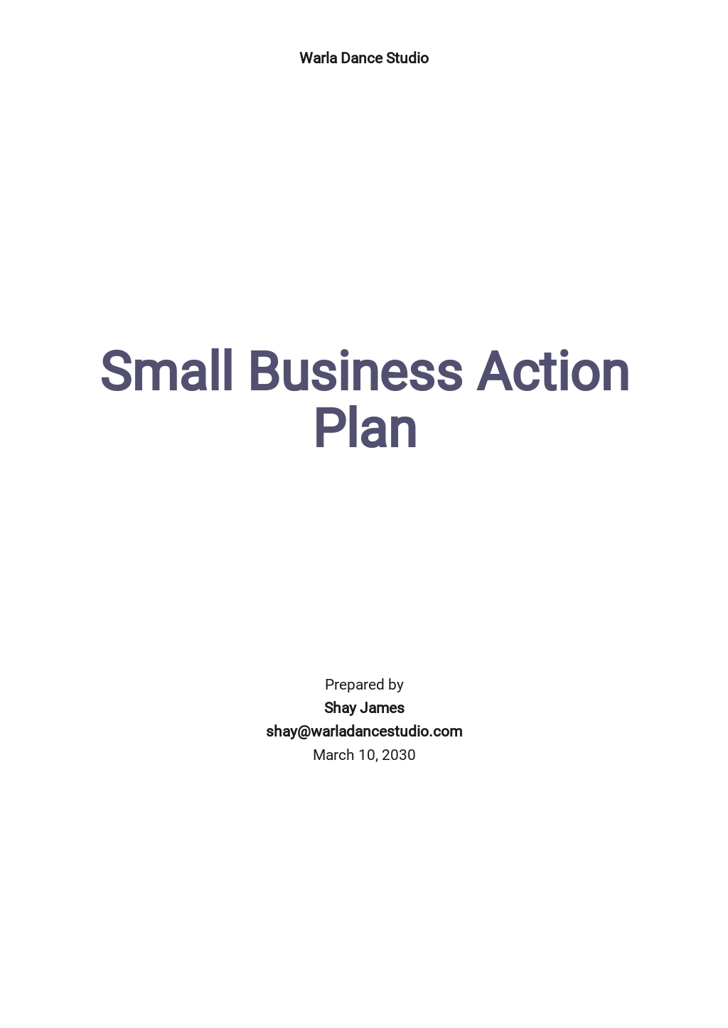 generic business plan layout