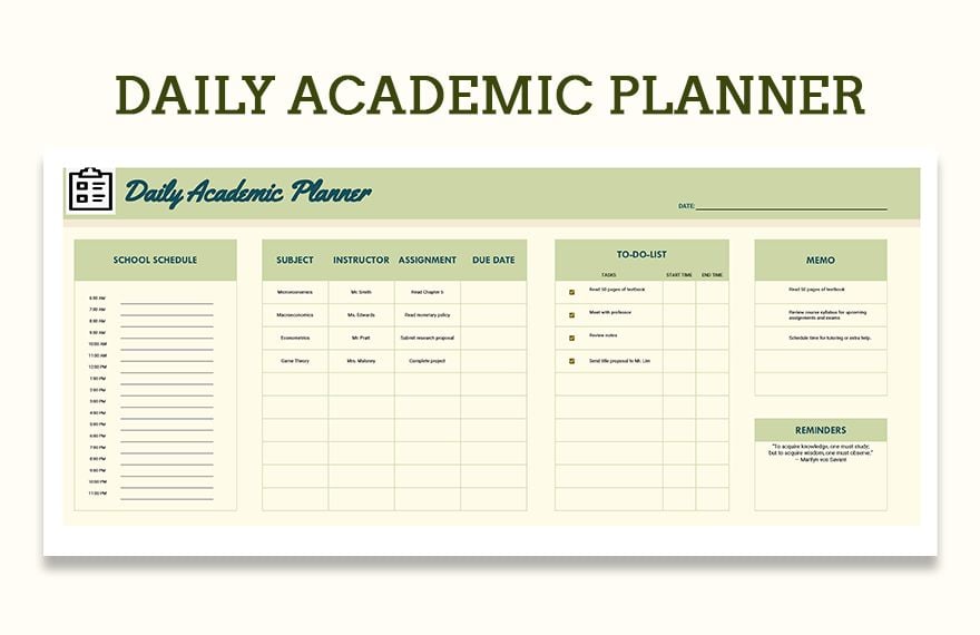 Daily Academic Planner