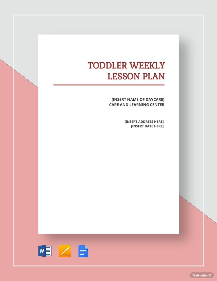 Free Toddler lesson Plan Template
