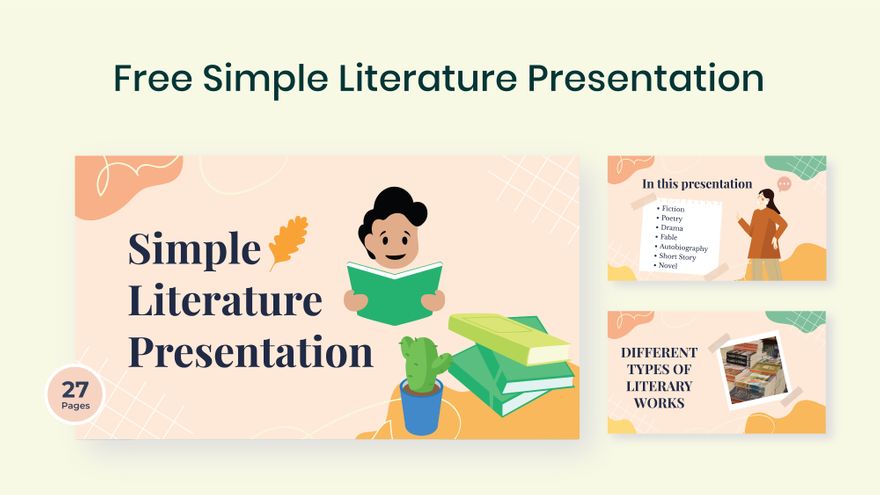 Simple Literature Presentation in PDF, PowerPoint, Google Slides - Download | Template.net