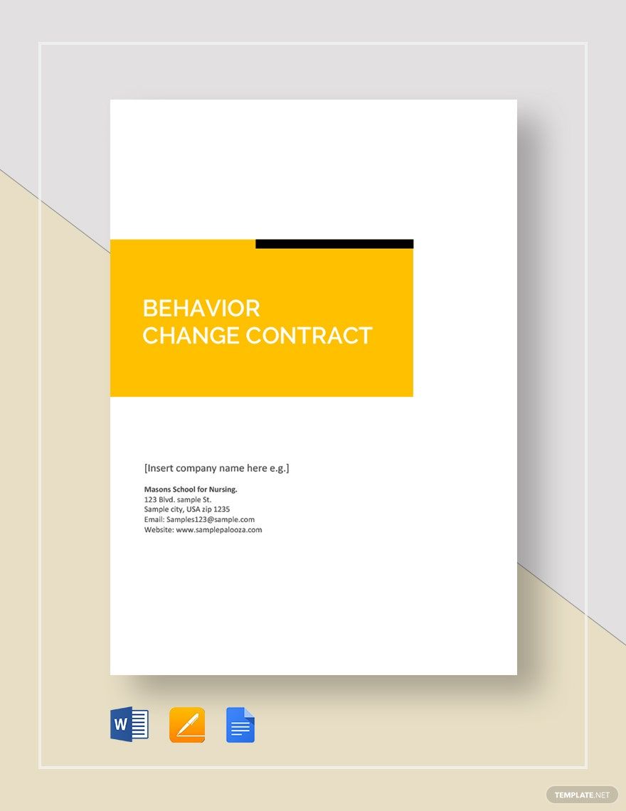 Behavior Change Contract Template