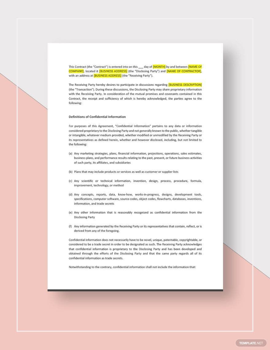 Free Company Contract Template
