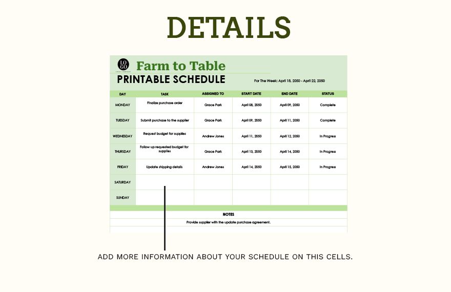 Printable Schedule Template Excel Google Sheets Template