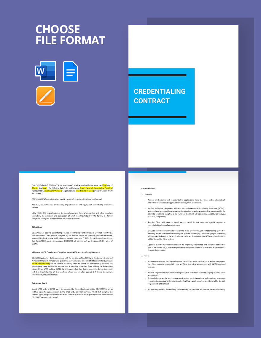 Credentialing Contract Template