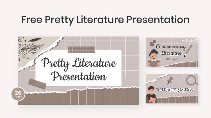 Pretty Literature Presentation in PDF, PowerPoint, Google Slides