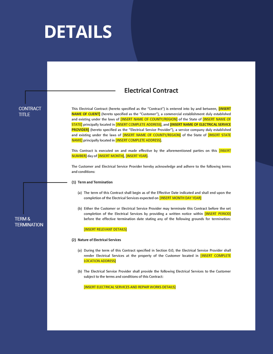 Electrical Contract Template