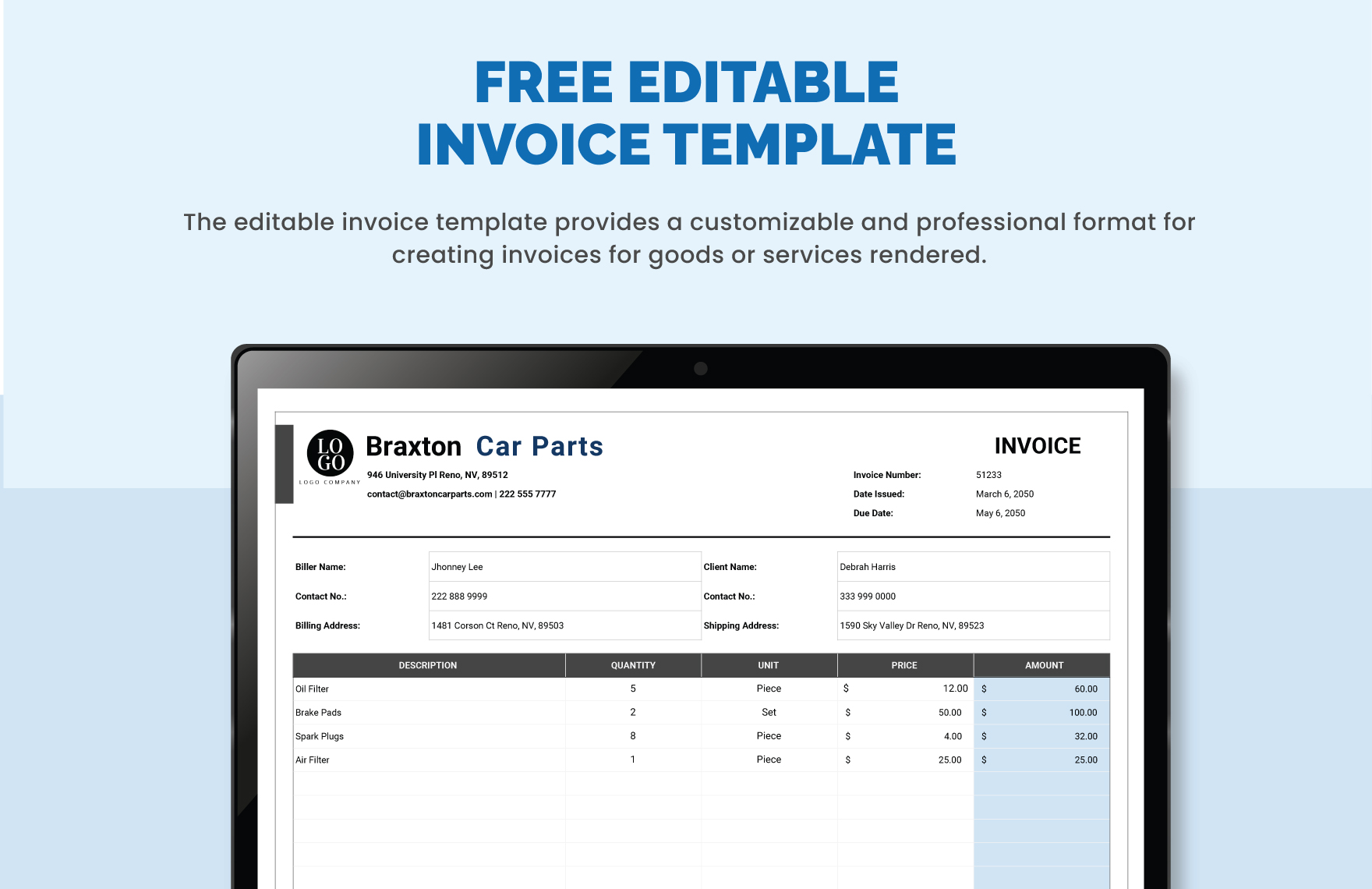 Editable Invoice Template