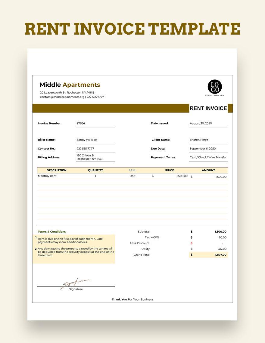 Rent Invoice Template Google Sheets Excel Template Net