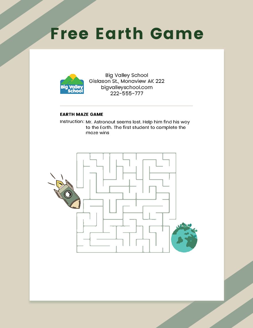 Earth Game in Word, Google Docs, PDF, Illustrator, PSD