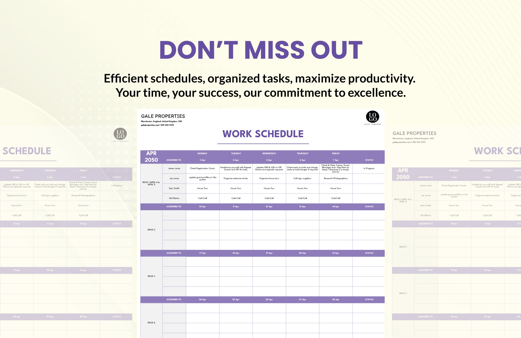 Work Schedule Format