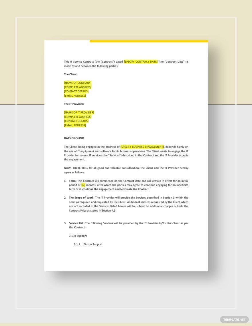 IT Company Contract Template
