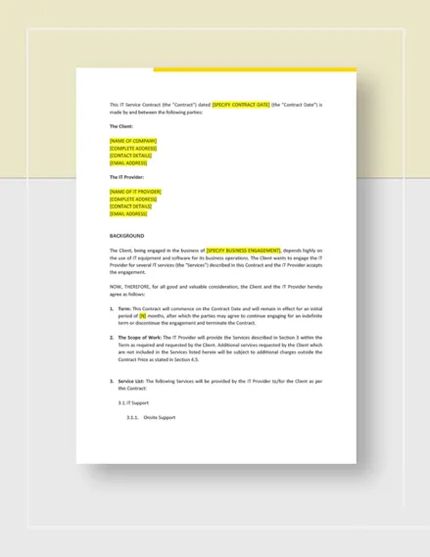 IT Company Contract Template