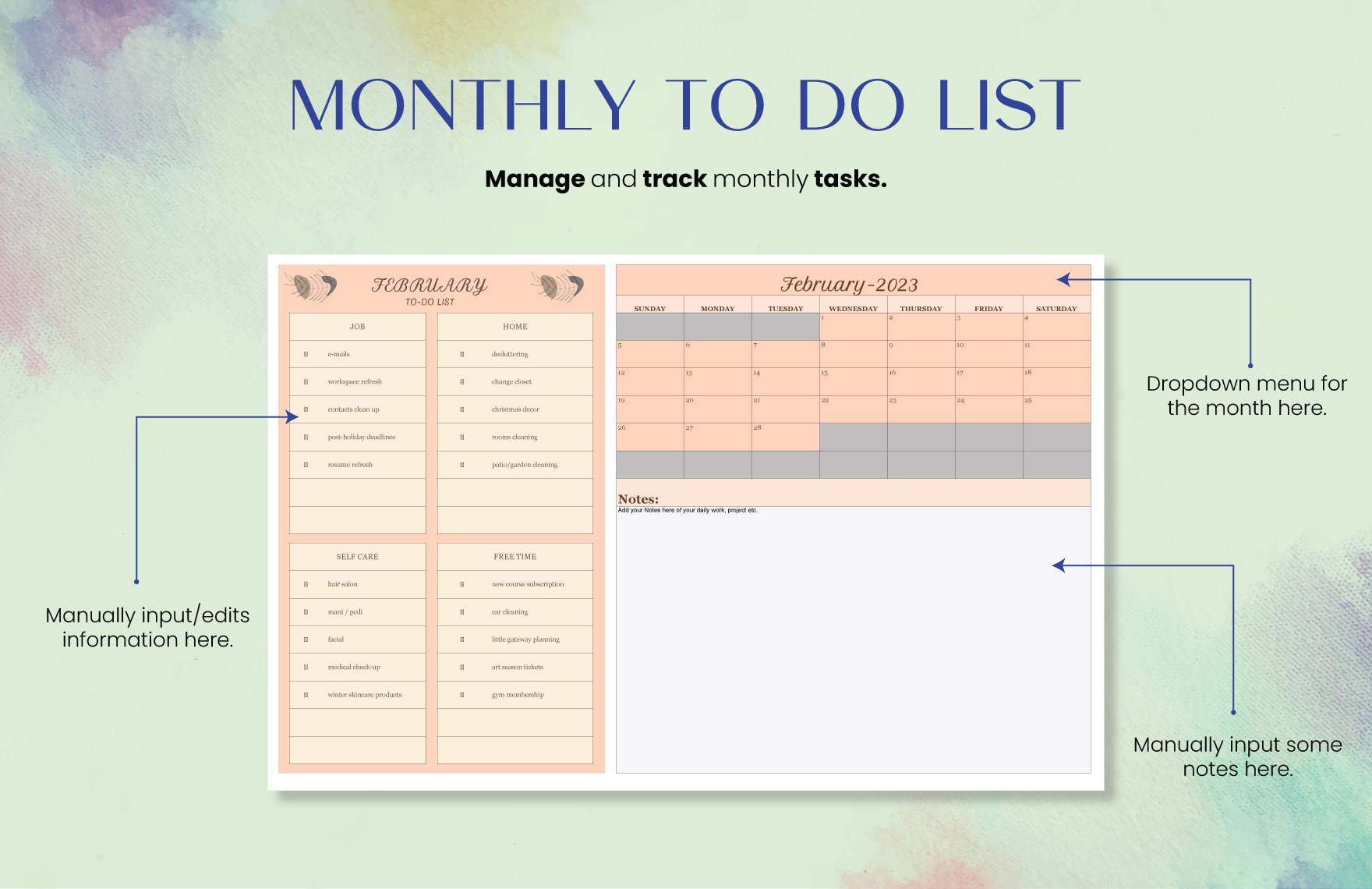 Monthly To Do List