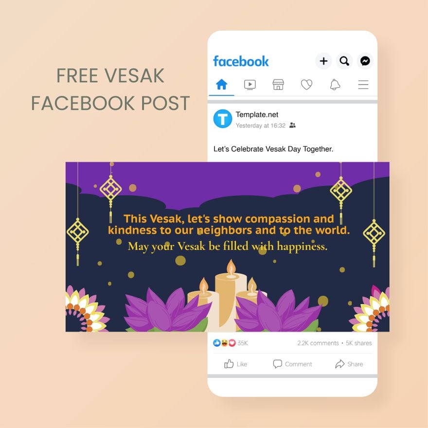Free Vesak Facebook Post in Illustrator, PSD, EPS, SVG, JPG, PNG