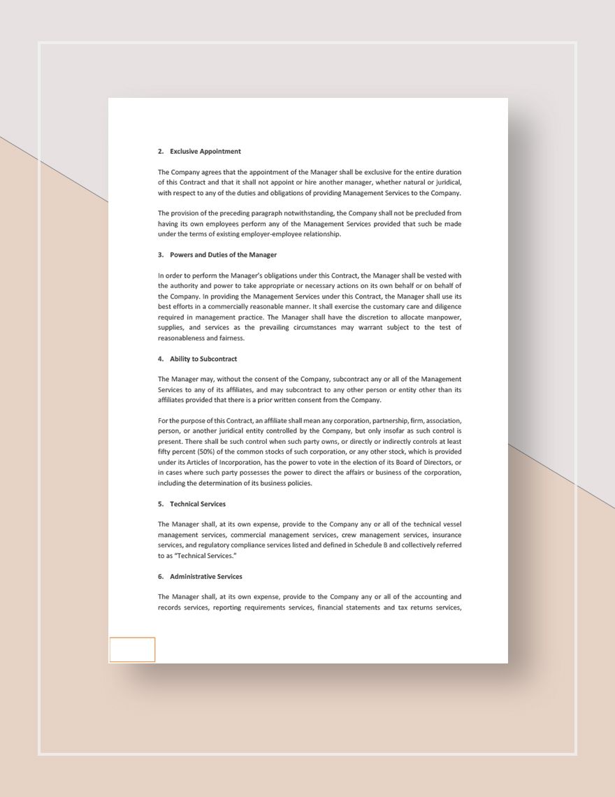 Management Contract Template - Google Docs, Word, Apple Pages ...