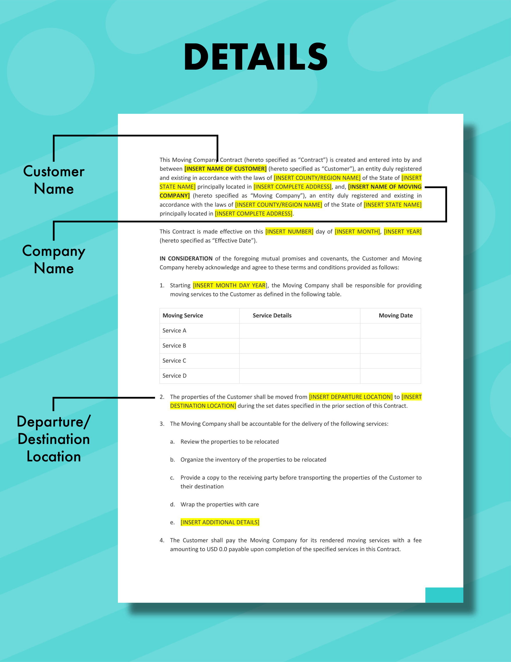 Moving Company Contract Template