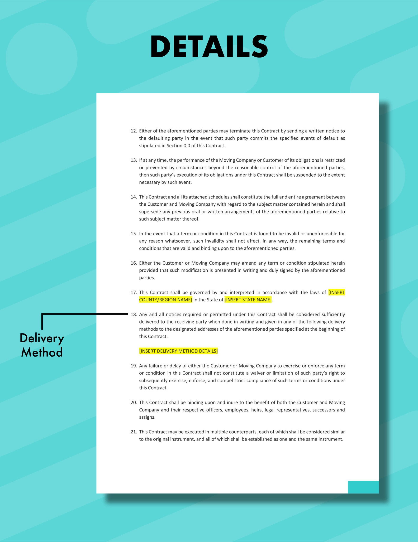 Moving Company Contract Template