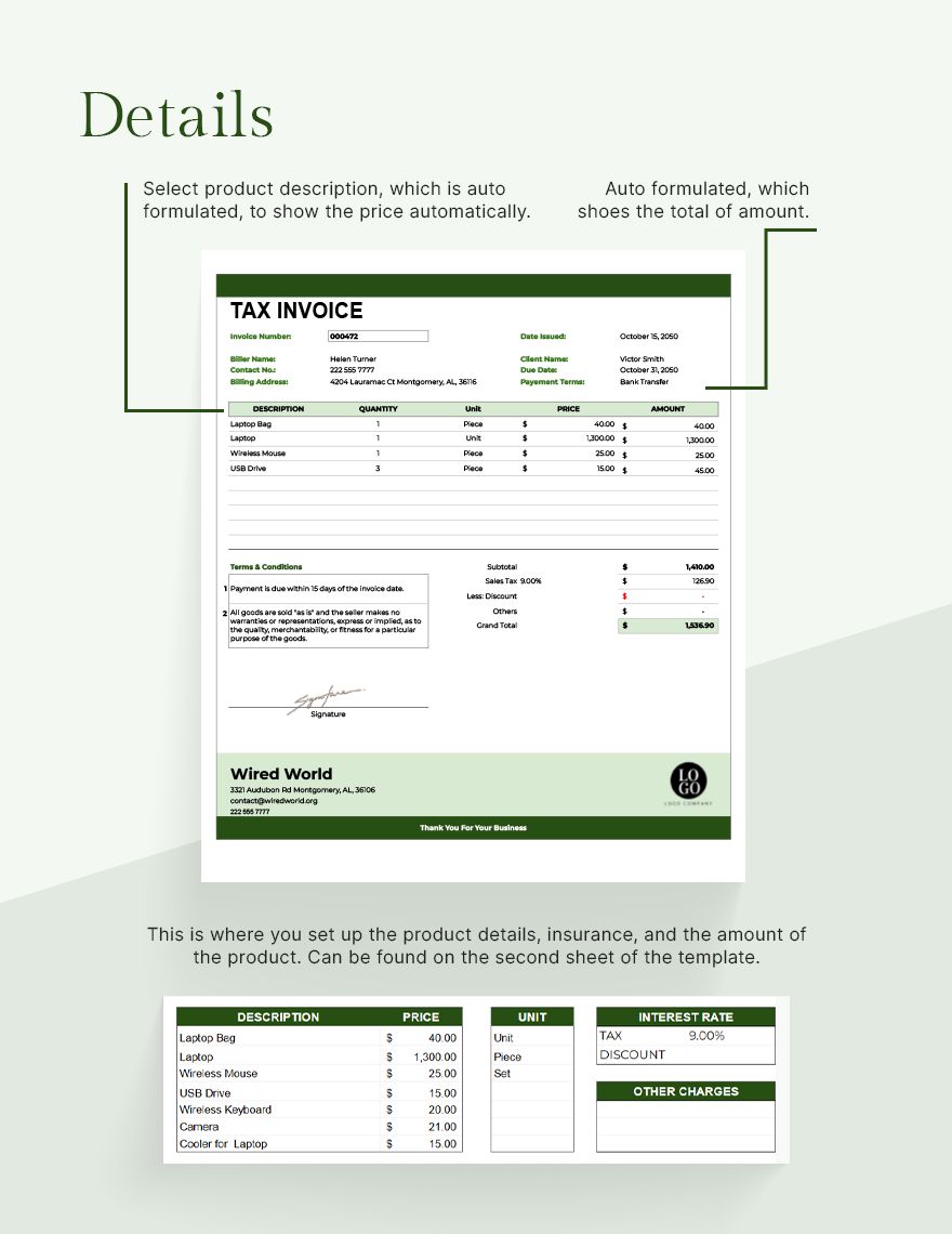 Tax Invoice Format - Google Sheets, Excel | Template.net