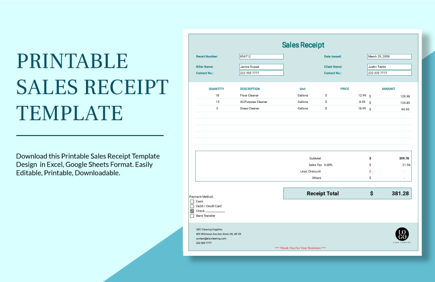 Editable Sales Receipt Template Download in Word, PDF, Apple Pages