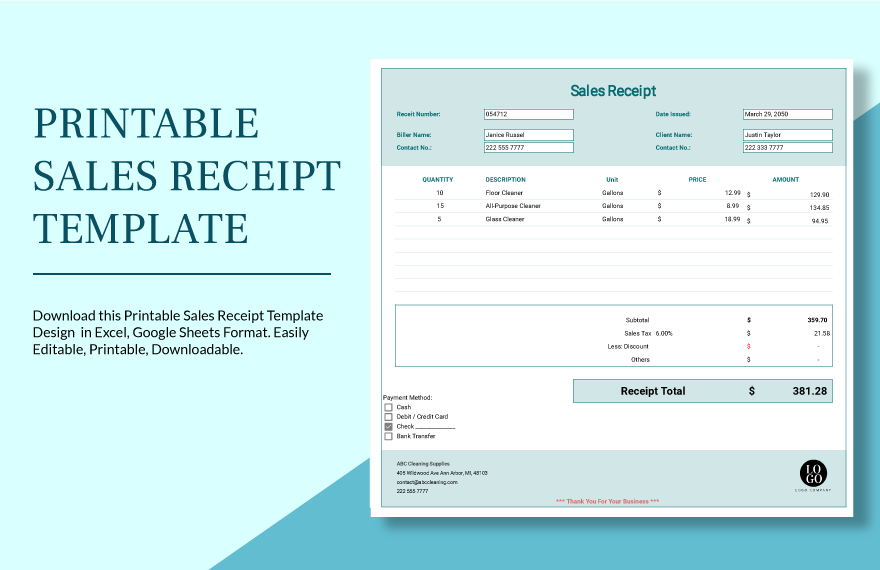 Free Commercial Sales Receipt Template Download In Word Google Docs Excel Google Sheets