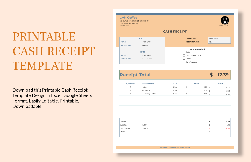 Sample Cash Receipt Template - Download In Word, Google Docs, Excel ...