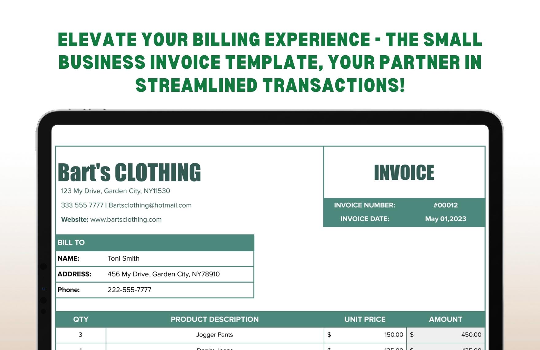 Small Business Invoice