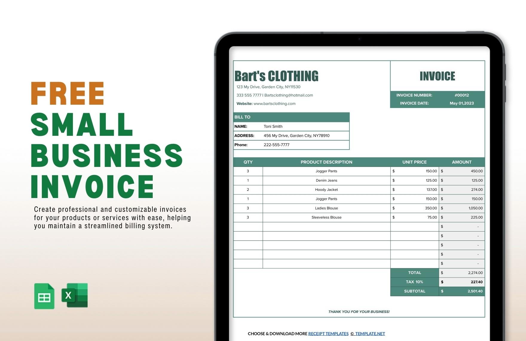 Free Small Business Invoice