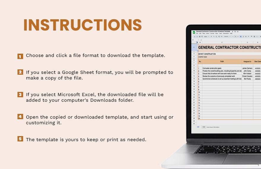  General Contractor Construction Schedule Template Download In Excel 