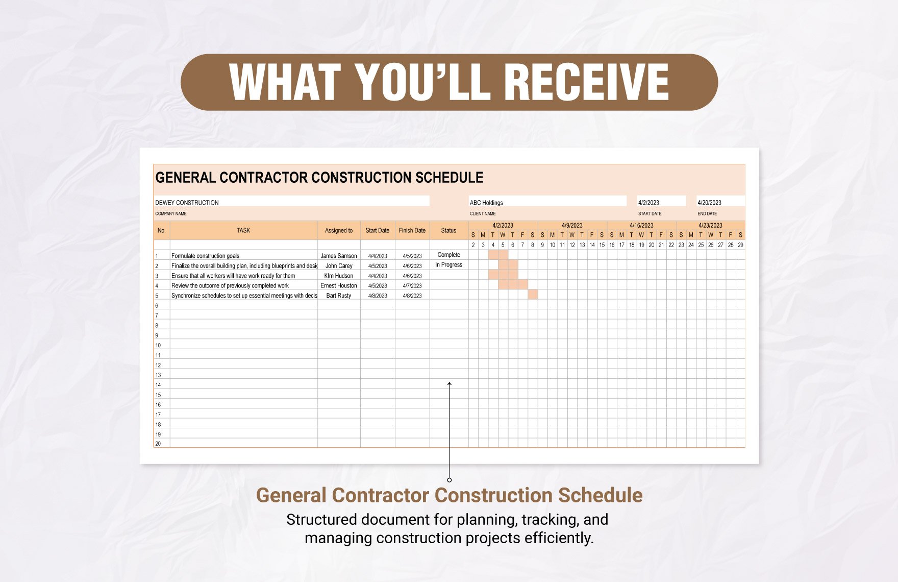 General Contractor Construction Schedule Template