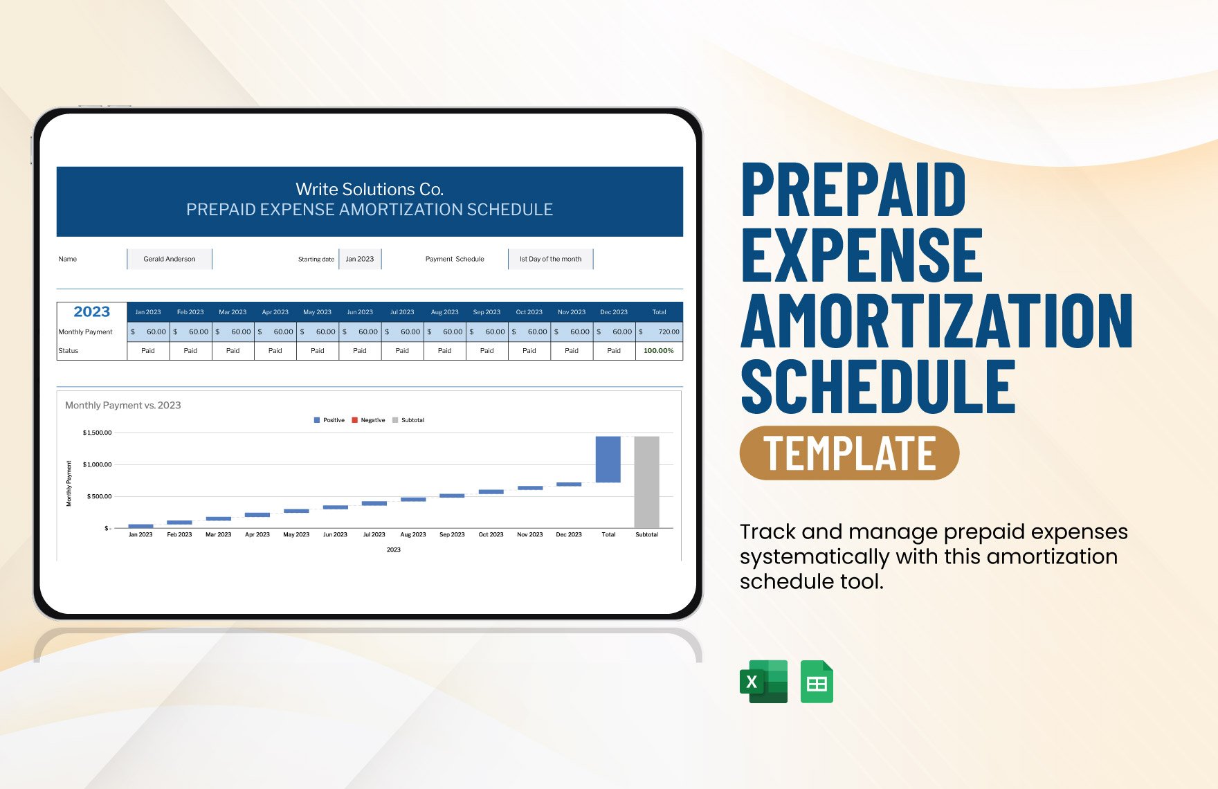 Prepaid Expense Amortization Schedule Template in Excel, Google Sheets - Download | Template.net