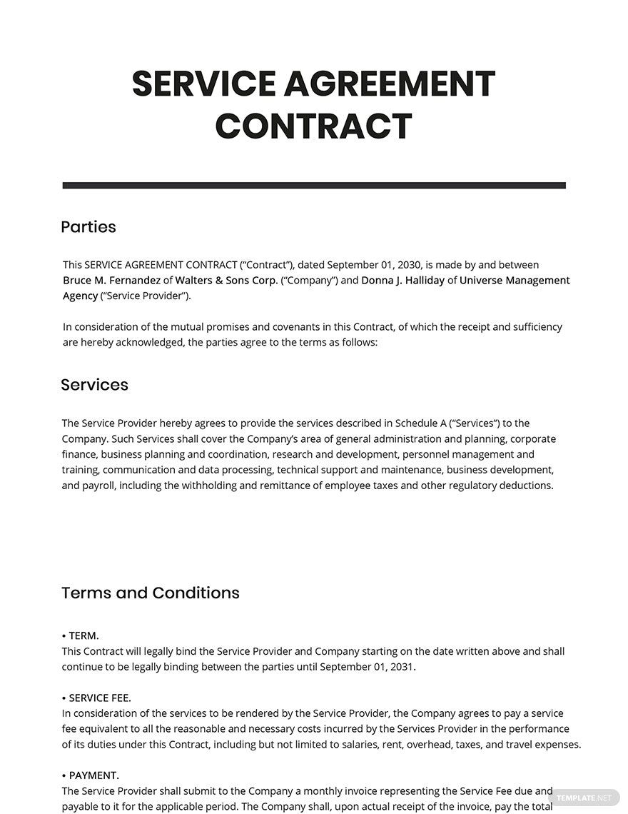 Service Agreement Contract Template