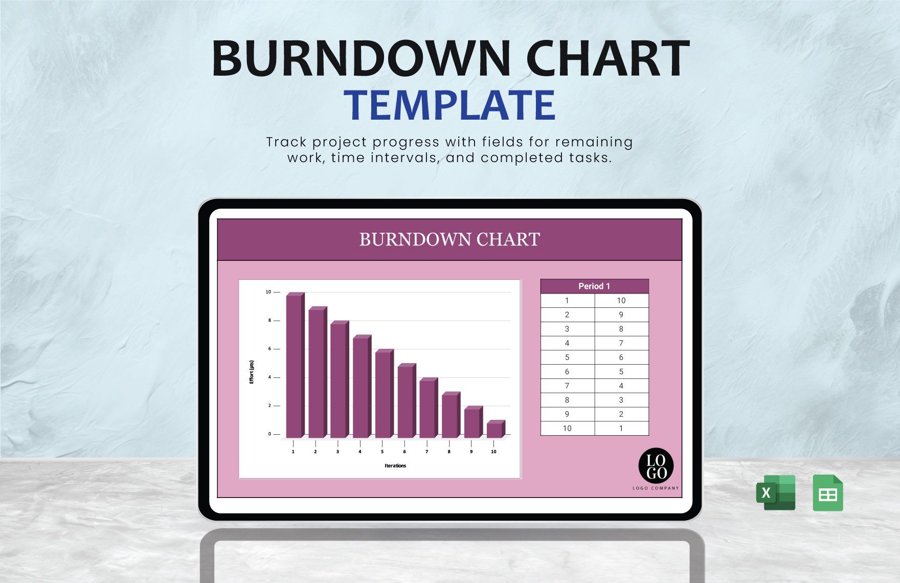 Burndown Chart in Excel, Google Sheets