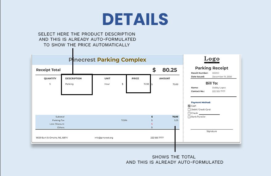 Parking Receipt Template - Google Sheets, Excel | Template.net