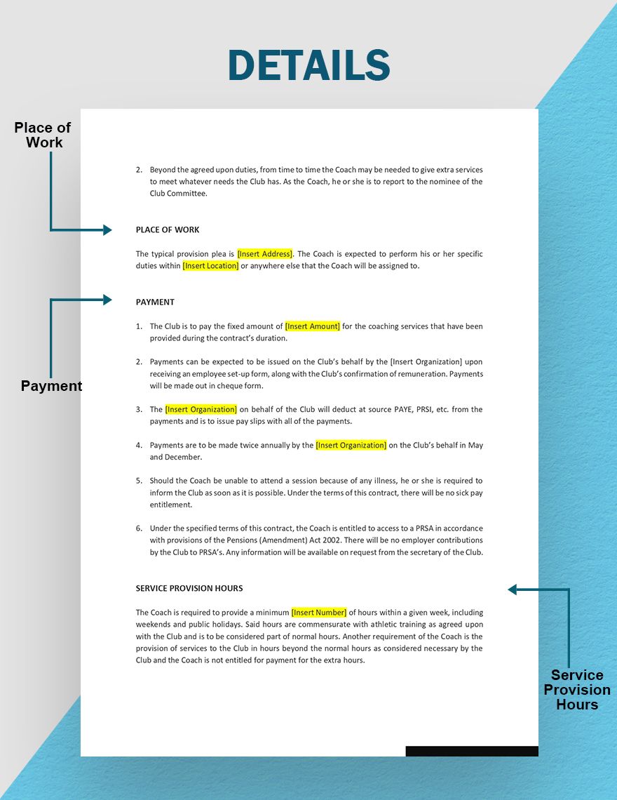 Sports Coach Contract Template
