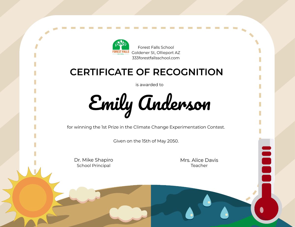 Climate Change Certificate Template