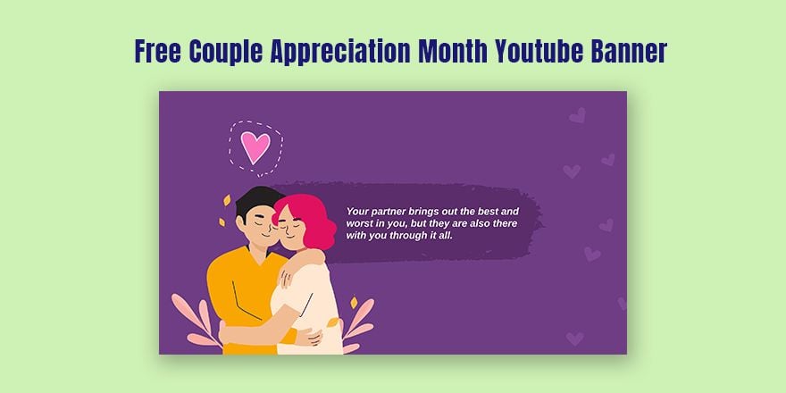 Free Couple Appreciation Month Youtube Banner in Illustrator, PSD, EPS, SVG, JPG, PNG