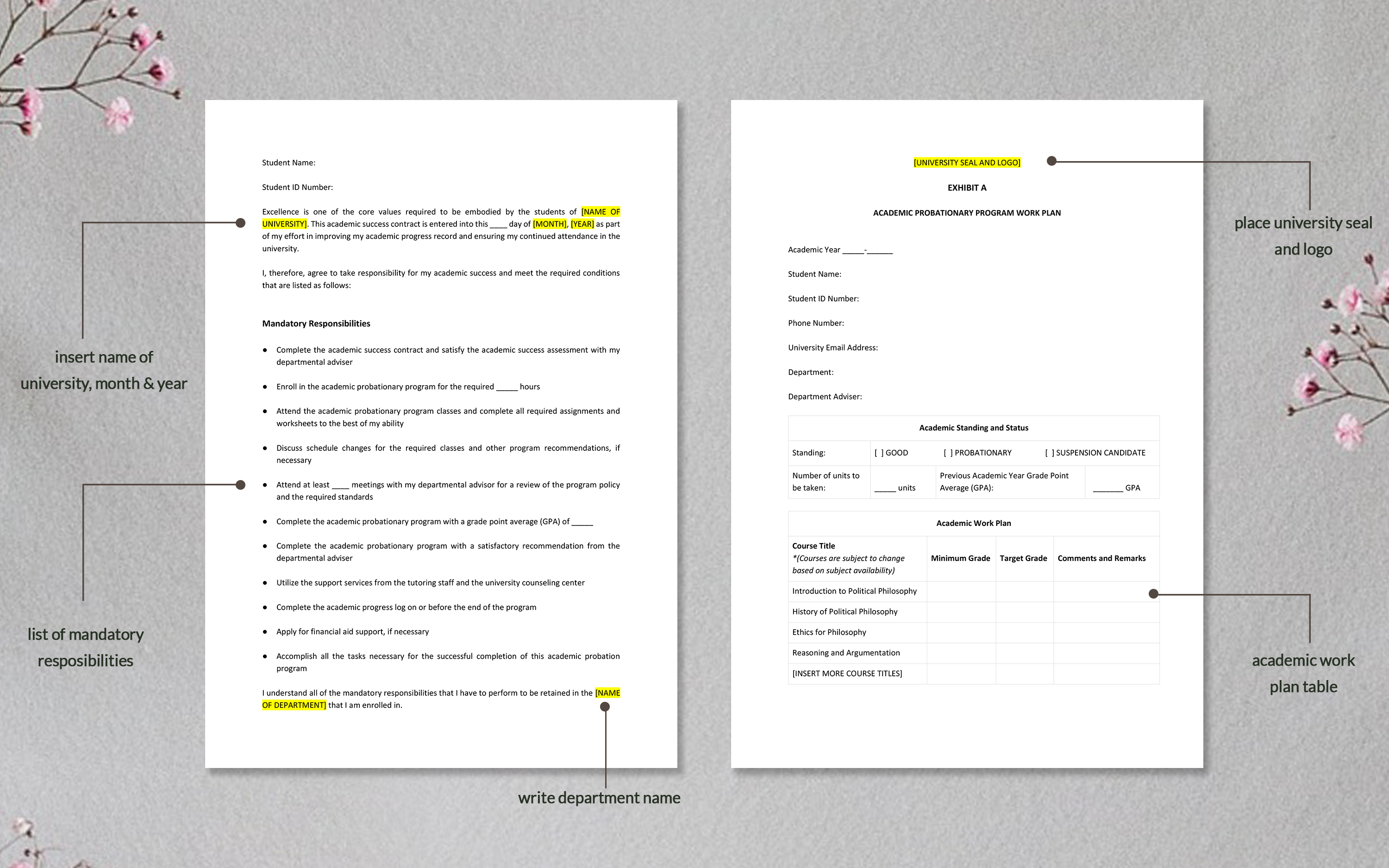 Student Academic Contract Template - Download in Word, Google Docs ...