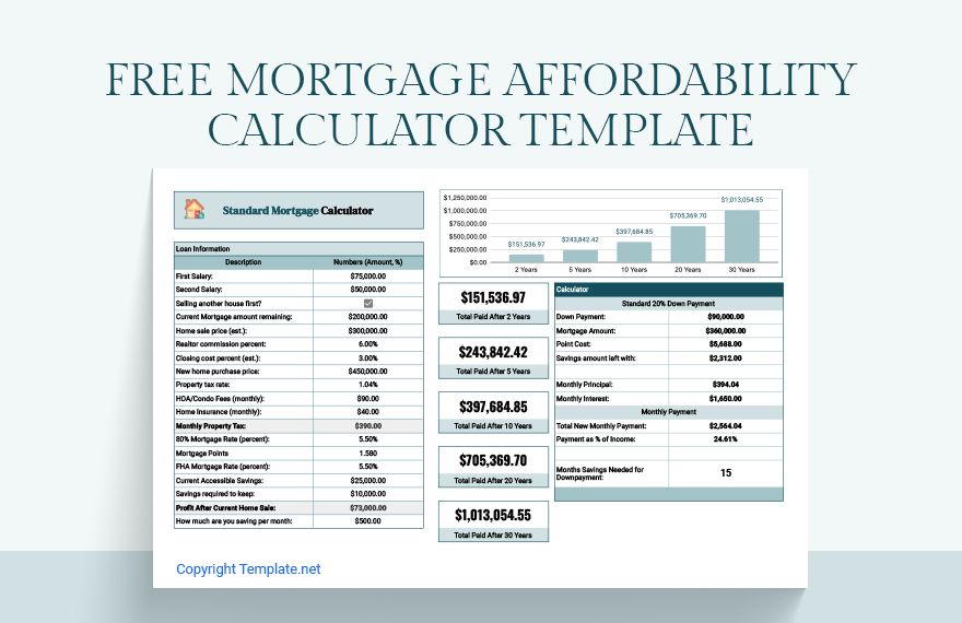 Mortgage Affordability Calculator Template