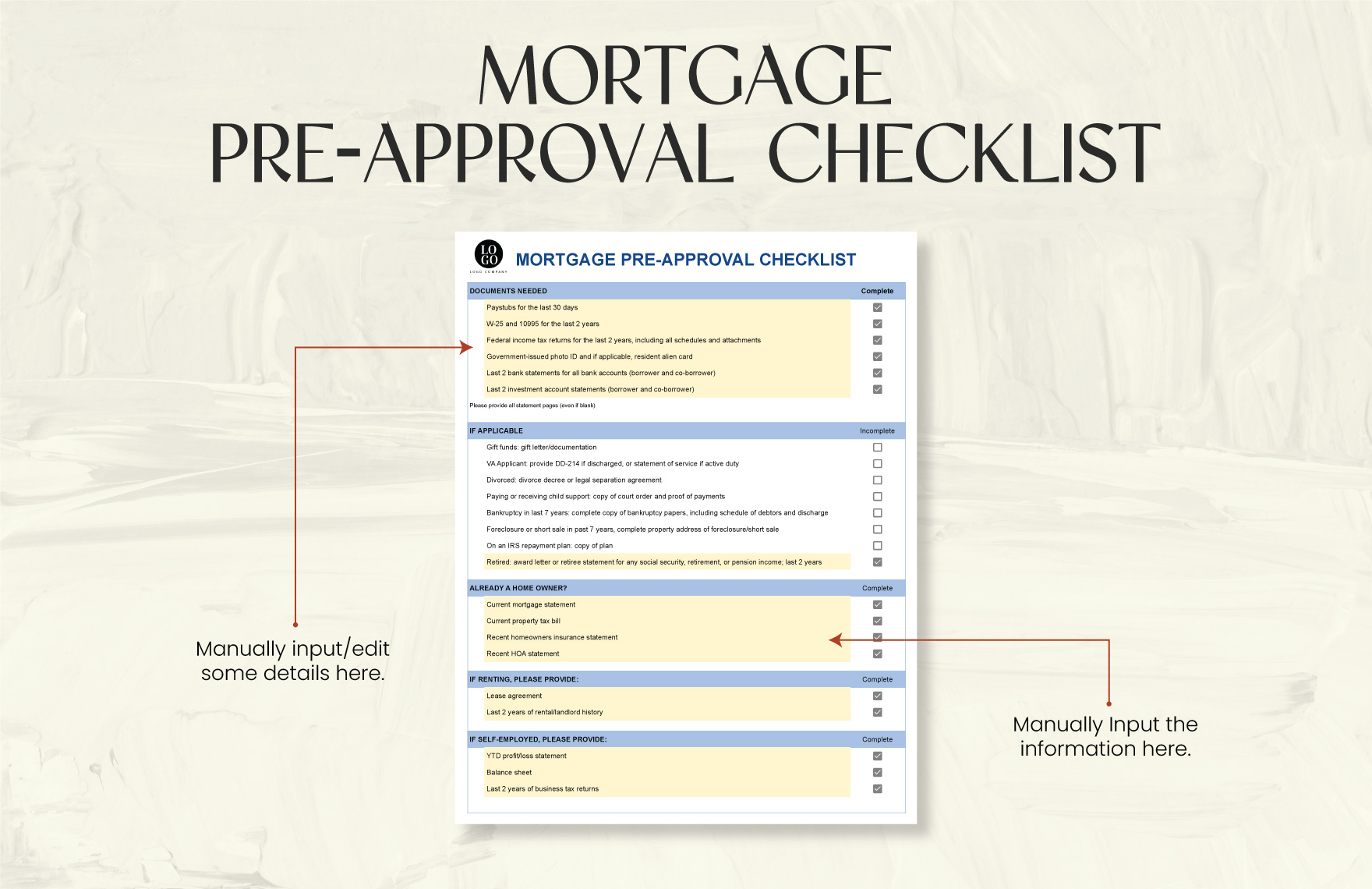 Mortgage Pre-approval Checklist