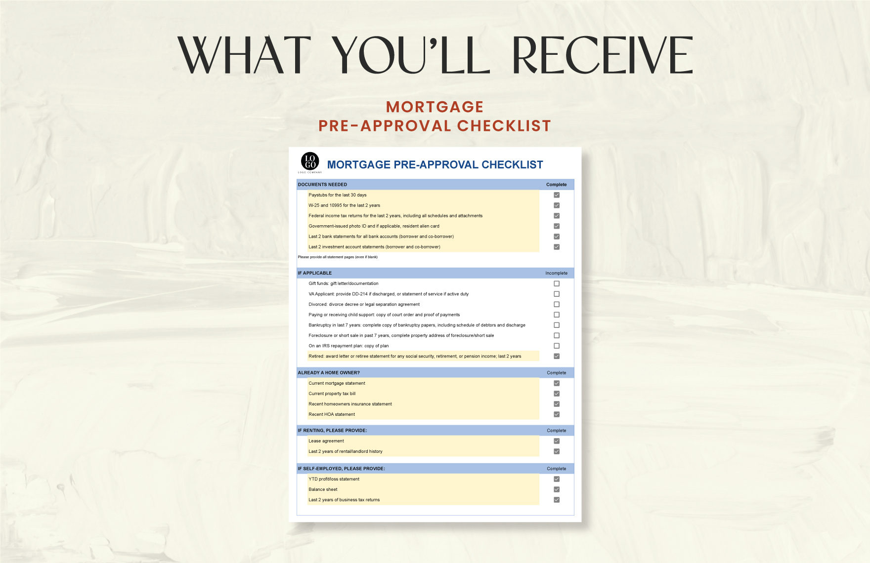 Mortgage Pre-approval Checklist