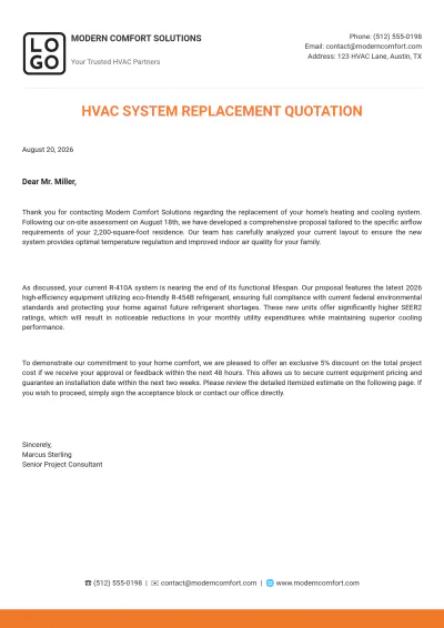 Free Sample Cover Letter for a Cost Quotation Template