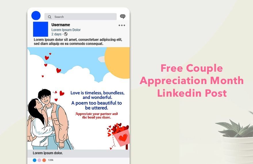 Couple Appreciation Month Linkedin Post in Illustrator, PSD, EPS, SVG, JPG, PNG