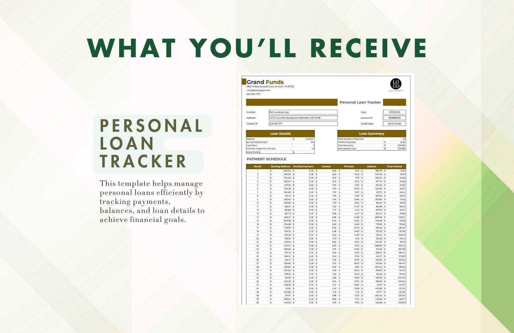 Personal Loan Tracker Template